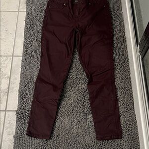 1822 Denim Women's Straight Leg Pants in Coated Burgundy